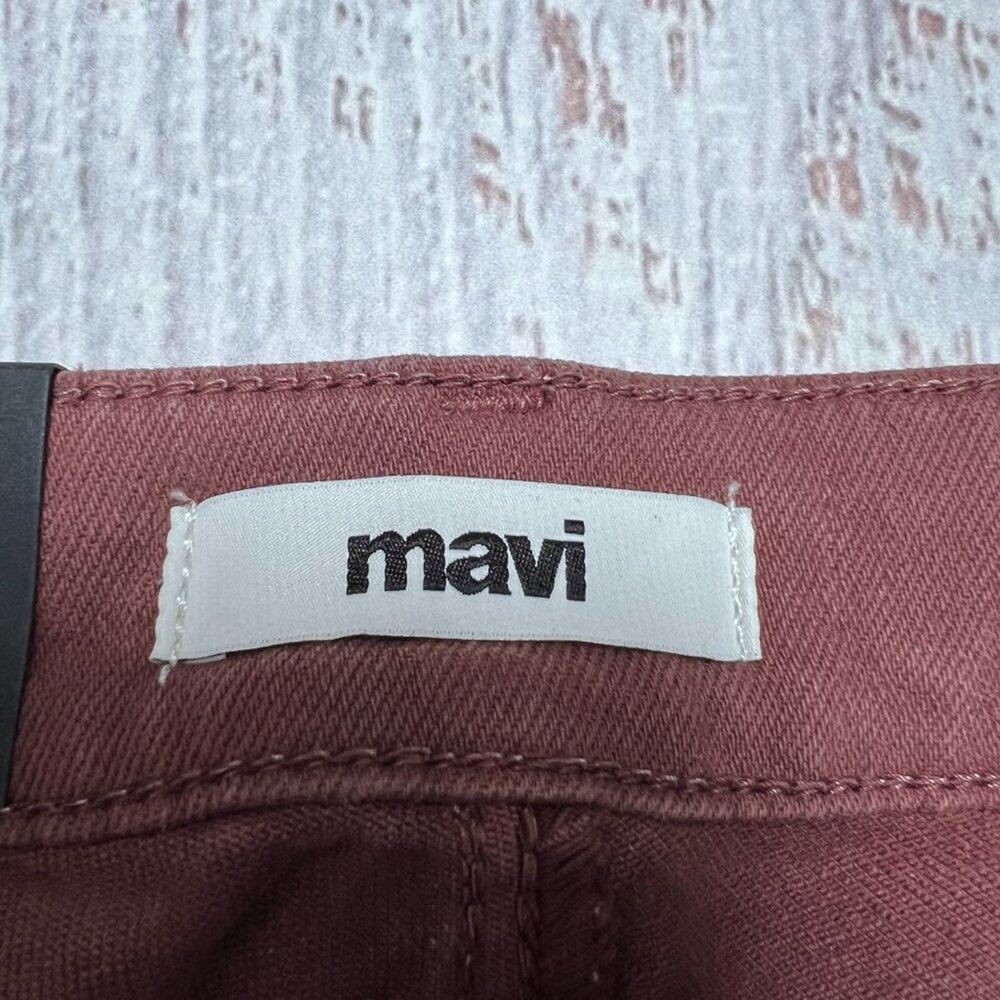 Mavi Viola High Rise Slim Straight Jeans SIZE 27x27 Burgundy Raw Hem Denim - Picture 4 of 9
